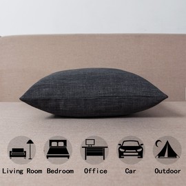 Jeanerlor Lined Linen Dark Grey Throw Pillow Cover 12x20 inch Cushion Case from Home Decor for Couch/Christmas,(30 x 50 cm), Dark Grey
