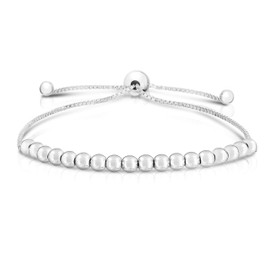 Verona Jewelers Sterling Silver Italian Adjustable Bolo Bead Ball Bracelet- Slider Bracelet For Women,Silver Bead Bracel..., Metal