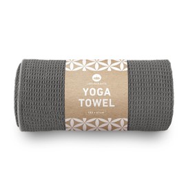 Lotuscrafts Yoga Towel Wet Grip - Non-Slip & Quick Drying - Non-Slip Yoga Towel with High Grip - Yoga Towel Ideal for Hot Yoga [183 x 61 cm], black