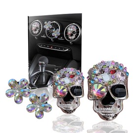 Bling Skull Car Air Freshener - Stylish Gift Car Enthusiasts - Vent Clips Design - Long-lasting Fragrance - Ideal Car Accessories for Men and Women (Shiny crystal)