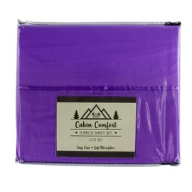 Everything Summer Camp Comfort - Cabin Sheet for Camping and RV - Fits All Cot Size Beds - 72 x 28 Inches - Super Soft (3 Piece Set, Purple)