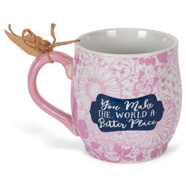 Lighthouse Christian Products You Make The World A Better Place Amaranth Pink Floral 13 Ounce Ceramic Mug