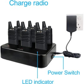 Retevis RT22 Walkie Talkies Rechargeable Hands Free 2 Way Radios Two-Way Radio(6 Pack) with 6 Way Multi Gang Charger