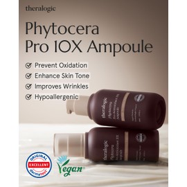 Theralogic Phytocera Pro Antioxidant 10X Ampoule - Ceramide Lifting Elasticity Age-Defying Face Serum with Collagen, Hyaluronic Acid, NMF - Vegan and Dermatologically Tested, 1.69 fl.oz.