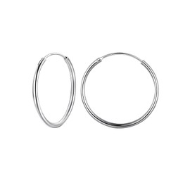 Sterling Silver Hoop Earrings 30MM, Solid Minimalist Circle Hoops for Women Gift for Mother Sensitive Ear Accessories