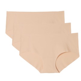 WANDER Ropa interior hipster para mujer, paquete de 3 bragas sin costuras, invisibles, transpirables, para mujer, C: Piel*3, S