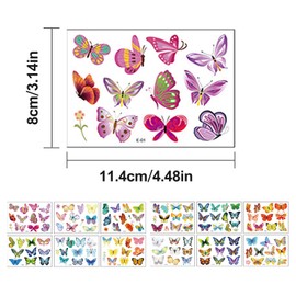 120 pcs Temporary Butterfly Tattoos, Colorful Small Butterfly Flowers Tattoo Stickers Waterproof Cute Small Tattoos for Adults Kids Face Body Birthday Party Carnival.