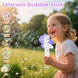 PANACARE Unicorn Bubble Wand, Automatic Bubble Machine, with 10 Packs of Solution/10000+ Bubbles, Kids Bubble Machine Toy, Suitable for Boys and Girls Gifts/Birthday/Party/Wedding