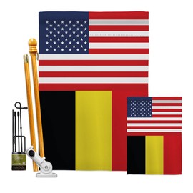 World Cup Belgium USA Friendship Flag Banner Wall Art Flag Poles for Outside House Stand Outdoor Decorations Garden Tapestry Yard Signs FIFA Gifts Team Qatar Trophy Soccer Game Football Made in USA
