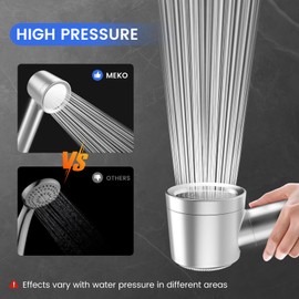 MEKO Hard Water Filter Shower Head with 3 Modes, 15 Layers Filtration Water Saving High Pressure Shower Heads and 1.5m Hose, Massage Shower Filter for Residual Chlorine Remove Silver
