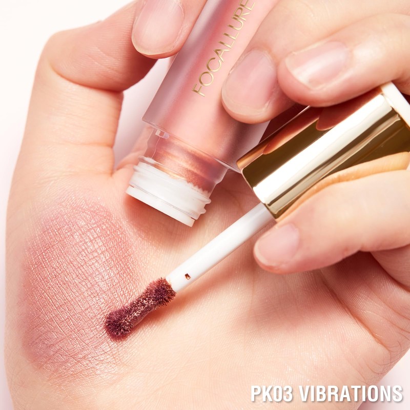 FOCALLURE Shimmer Liquid Highlighter, Smooth Cream Formula and Non-greasy Finish,Delivers