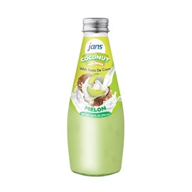 JANS - COCONUT MILK DRINK (with NATA DE COCO) MELON 9.8 OZ (Pack of 6, Melon)