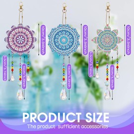Frundoo Diamond Painting Pendant Wind Chime Gift Girls 5 6 7 8 9 10 11 12 Years DIY 5D Diamond Painting Wind Chime Sun Catcher Craft Set Children Diamond Painting Mandala for Home Decor