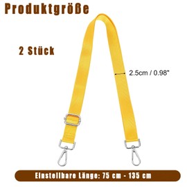 QZKJQDD Pack of 2 Bag Straps Yellow 2.5 cm Wide, Carry Strap Bag for Men and Women, Adjustable Length 75-135 cm Shoulder Strap for Bags, Suitable for Bags, Shoulder Bags, Handbags, etc