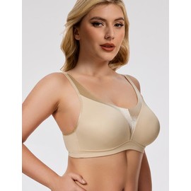 WingsLove Women's Minimizer Bra Smooth Unpadded Wireless Full Coverage Lightweight Comfort Support Plus Size Everyday Bras for Large Breast (Nude,36F)