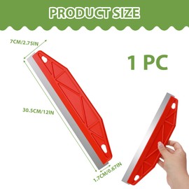 Paint Trim Guard 12 Inch Wallpaper Scraper Edge Painting Tool Paint Shield Painter Straight Skirting Board Multi-Purpose Stainless Steel Perfect for Cutting in Precision Smearing Repairing (Red)