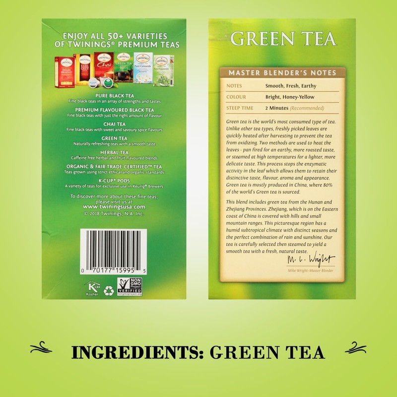 Twinings Green Tea Bags - Caffeinated Tea Made from Fresh