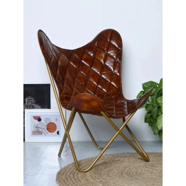 PARRYS LEATHER WORLD Retro Vintage leather butterfly chair Leather accent chair BKF living room chair