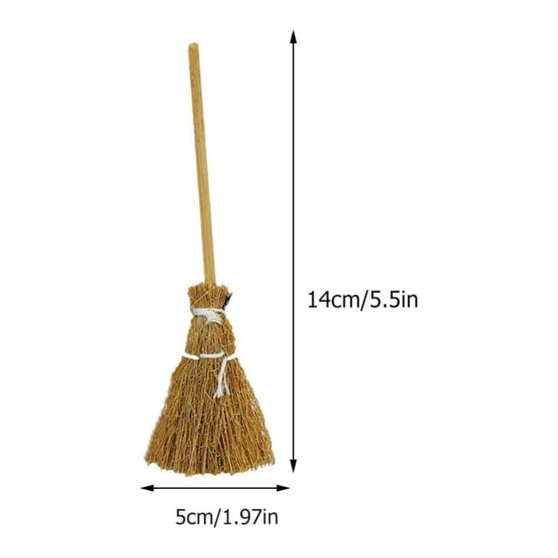 5 Pcs Brown Mini Witches Broomstick Broom Halloween Straw Craft