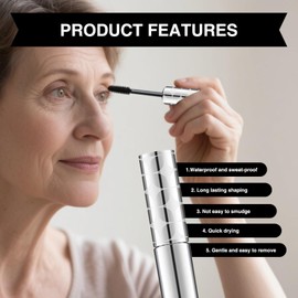 Waterproof Mascara for Older Women - Volumizing, Lengthening & Curling for Thinning/Aging Lashes, Gentle on Sensitive Eyes (Black, 2-Pack)