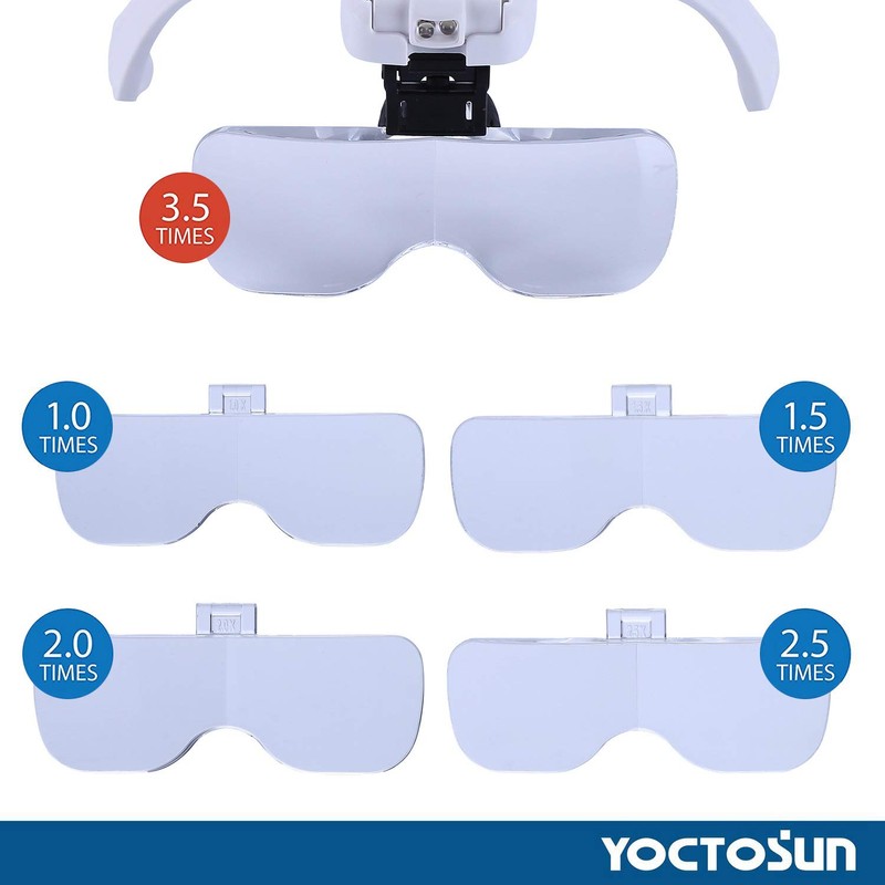 YOCTOSUN Magnifying Glasses with Light, Head Mount Magnifier with 5