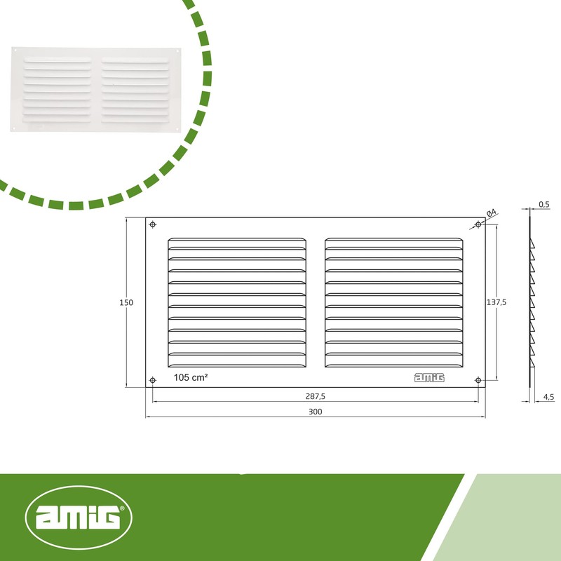 Amig - Rectangular Aluminium Ventilation Grille | Ventilation Grille for