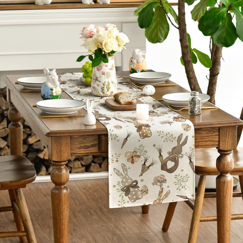 Artoid Mode Rabbits, Carrots, Easter Eggs, Easter Table Runner, Seasonal