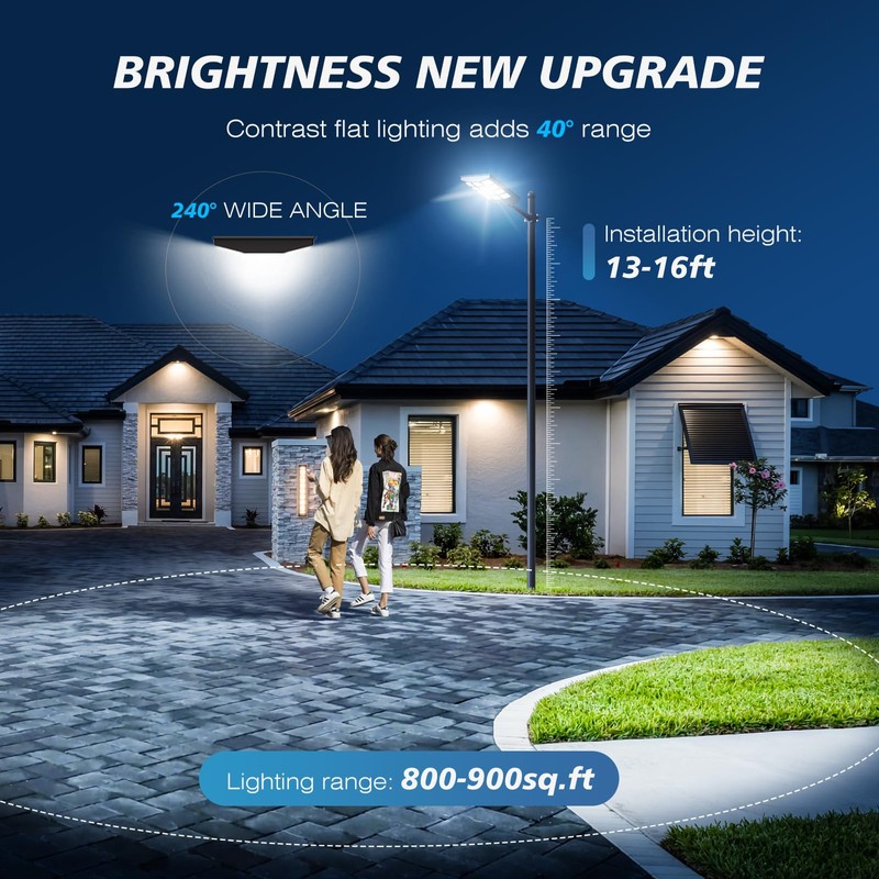 5000W Solar Street Lights Outdoor Commercial, 6500K Wide Angle Motion