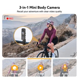 Z11 4K Body Camera with Audio and Video Recording, 128GB Small Body Cam with 180° Rotating Lens, 6HR Battery & Night Vision, Wearable Camera for Pet, Home, Office, Security Police Law Enforcement