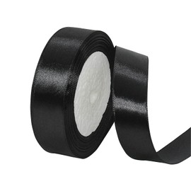 1 Inch x 25yds Double Face Satin Ribbon, Thin Solid Color Satin Ribbon for Gift Wrapping, Crafts, Hair Bows Making, Floral Bouquets, Christmas，Wedding Party Decoration, Sewing, Invitation Cards. (Black)