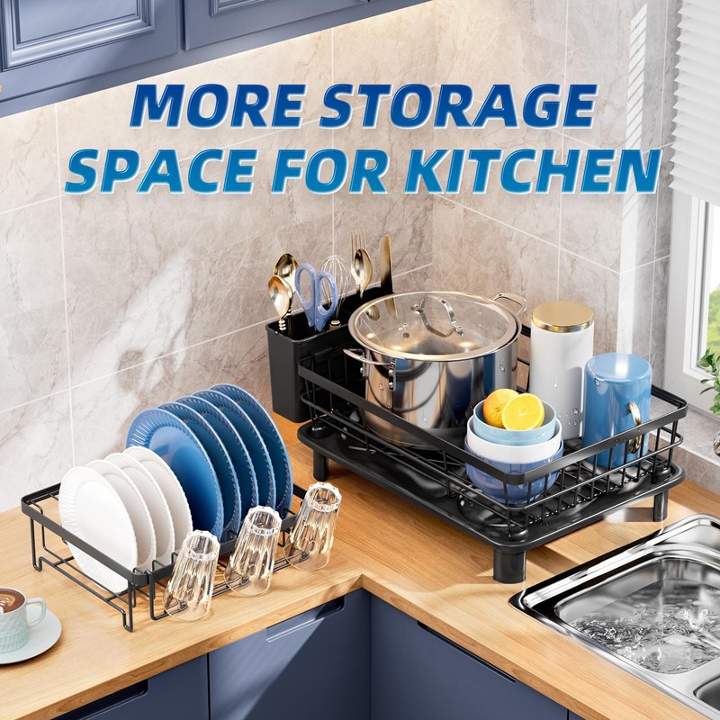 GAOKASE 2 Tiers Dish Drying Rack, Space-Saving Dish Racks for