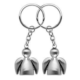 PhiLuMo Set of 2 – Guardian Angel Key Ring – Angels – Brushed Stainless Steel, silver