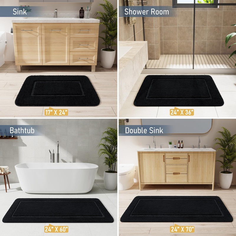 LOCHAS Bathroom Rugs, 24" x 60" Long Bath Rug, Non
