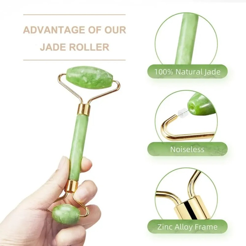 Rodillo De Jade Natural 3 En 1 Y Gua Sha