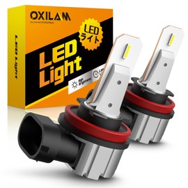 OXILAM H11/H16/H9/H8 LED Fog Bulbs, 500% Super Bright 6500K Cool White Fog Lights, 1:1 Mini Size Easy to Install Bulbs, IP68 Waterproof, Pack of 2