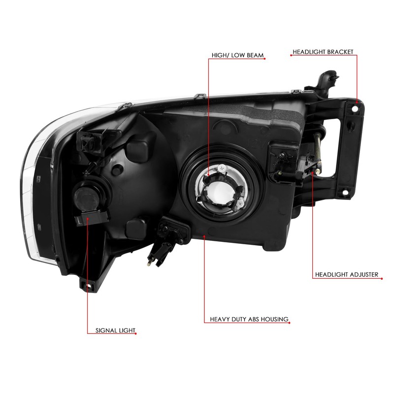DNA MOTORING Pair Headlights Compatible with 02-05 Dodge Ram 1500
