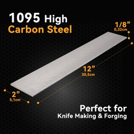 Yampos 5 Pack 1095 High Carbon Steel Flat Bar, 12"x2"x1/8" Spring Steel Hot Rolled Unfinished Plain Metal Bar for Knife Making, Fabrication, DIY Projects & More