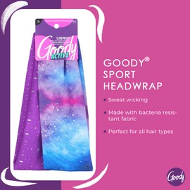 GOODY Sports Headwrap - 2 Pack, Reflective Galaxy - Soft and Strong for a Comfortable Fit - for All Hair Types - Ouchless Hair Accessories for Women and Girls