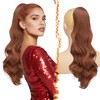 BARSDAR Medium Auburn Wavy Drawstring Ponytail Extensions, 20 Inch Drawstring