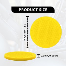 ZOKYUYS 4PCS Car Cup Holder - Universal Anti Slip Shockproof Embedded in Ornaments Coaster - 2.75 inch Car Interior Accessories Universal Accessories Gifts (Yellow)