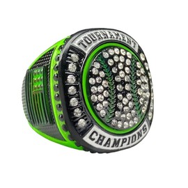 1 or 12 Pack Neon Green Baseball Softball Championship Trophy Ring Award for Tournament Champion or Finalist (Champion, 1)