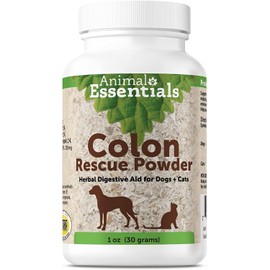 Animal Essentials Colon Rescue Powder - Herbal Digestive Aid for Dogs & Cats, Phytomucil, Healthy Gastrointestinal Tract, Certified Organic Herbs, No Preservatives, Glycerin-Based Formula - 1 Oz