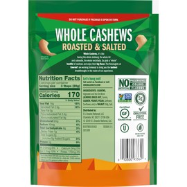 Emerald Nuts, Whole Cashews Roasted & Salted, 5 Ounce Resealable Bag