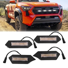 AFOGGEST White Grille Lights For Tacoma TRD Sport/Off-Road/Pre Runner 2024-2025, 4Pcs Clear Shell LED Front Grill Light with Wire Harness And Fuse