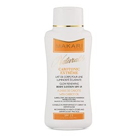 MAKARI Loción Corporal Carotonic Extreme de 17.6oz de la Línea Naturalle – Crema Corporal Aclarante, Tonificante e Hidratante con Aceite de Zanahoria y FPS 15 - Tratamiento Antienvejecimiento y Blanqueador para Manchas Oscuras, Cicatrices y Arrugas del Acné