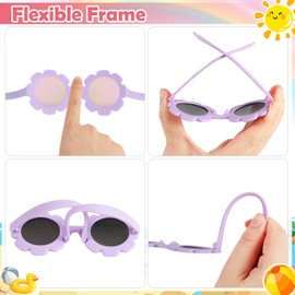 Hifot Baby Sunglasses with Strap, Cute Flower Polarized Sunglasses UV400 Protection for Infant Baby Girl Age 0-24 Months
