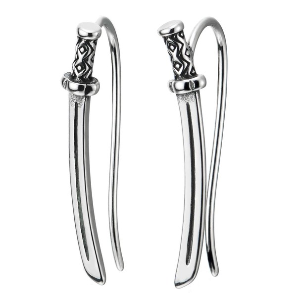 Stainless Steel Sword Stud Earrings, Hook Earrings for Men, Drop