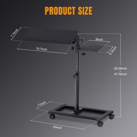 GTPLAYER Adjustable Racing Standing Keyboard and Mouse Tray Rolling with Wheels for Gaming Wheel Stand Simulator Cockpit (Black)