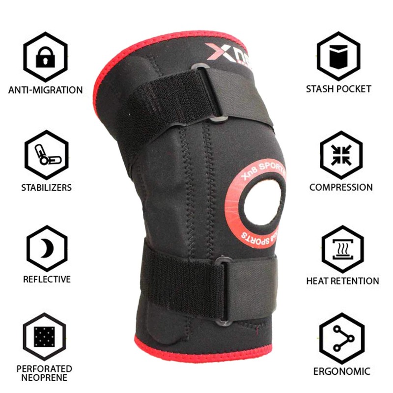 Knee Support Hinged Brace Adjustable Neoprene Elasticated Support Sleeve Open