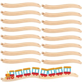 16 Pack Wooden Train Ascending Descending Tracks Wood Track Pieces Hardwood Train Track Expansion Packs Compatible with All Major Wooden Railways